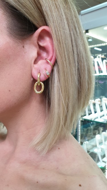 Ay Gümüş Kadın Gold Zincir Halka Küpe 925 Ayar Gümüş Ay Gümüş Kadın Gold Zincir Halka Küpe 925 Ayar Gümüş