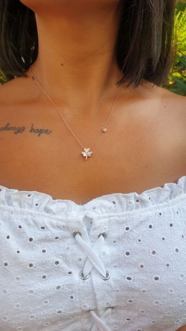 AY Gümüş Kadın Kalpli Sedef Zirkon Yonca Kolye 925 Ayar Gümüş AY Gümüş Kadın Kalpli Sedef Zirkon Yonca Kolye 925 Ayar Gümüş