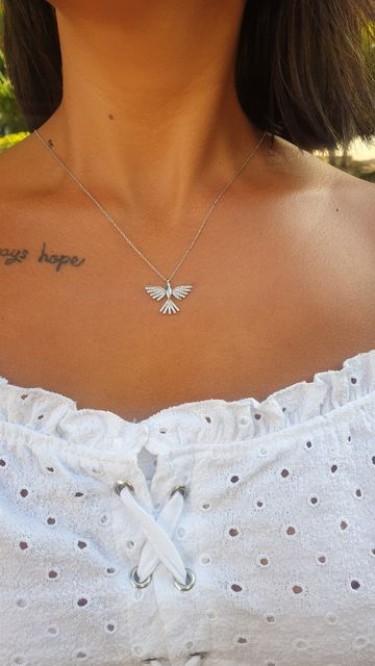 Ay Gümüş Kadın İtalyan Zirkon Taşlı Anka Kuşu Kolye 925 Ayar Gümüş