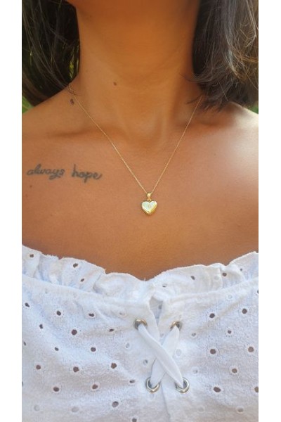 Ay Gümüş Kadın Gold İtalyan Kalpli Kolye 925 Ayar Gümüş