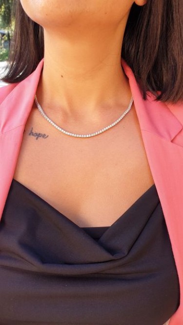 Ay Gümüş Kadın İthal 3 Mm Taşlı Su Yolu Kolye 925 Ayar Gümüş Ay Gümüş Kadın İthal 3 Mm Taşlı Su Yolu Kolye 925 Ayar Gümüş