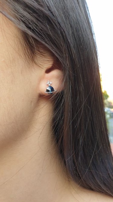 Ay Gümüş Kadın İthal Kuvars Taşlı Küpe 925 Ayar Gümüş