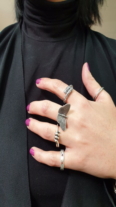 Ay Gümüş Kadın Özel Tasarım Kelebek Model Yüzük 925 Ayar Gümüş