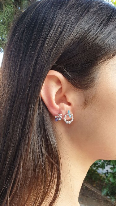 Ay Gümüş Mavi Kelebek Zirkon Sedefli Küpe 925 Ayar Gümüş Ay Gümüş Mavi Kelebek Zirkon Sedefli Küpe 925 Ayar Gümüş