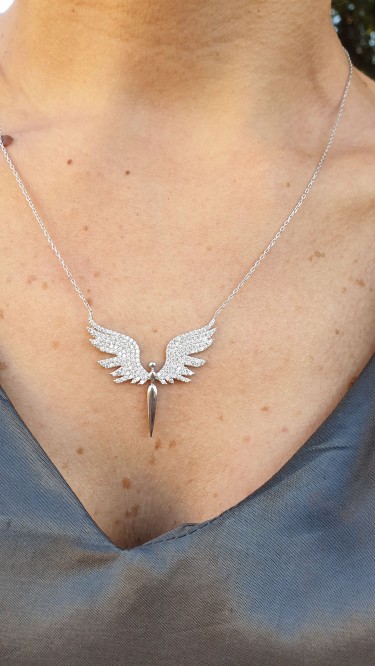 Ay Gümüş Kadın Zirkon Melek Kolye 925 Ayar Gümüş Ay Gümüş Kadın Zirkon Melek Kolye 925 Ayar Gümüş