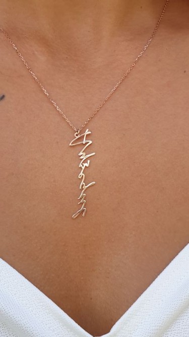 Ay Gümüş Kadın Roze Kişiye Özel İsim Kolye 925 Ayar Gümüş