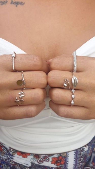 Ay Gümüş Kadın İthal Zirkon Taşlı Eklem Yüzüğü 925 Ayar Gümüş