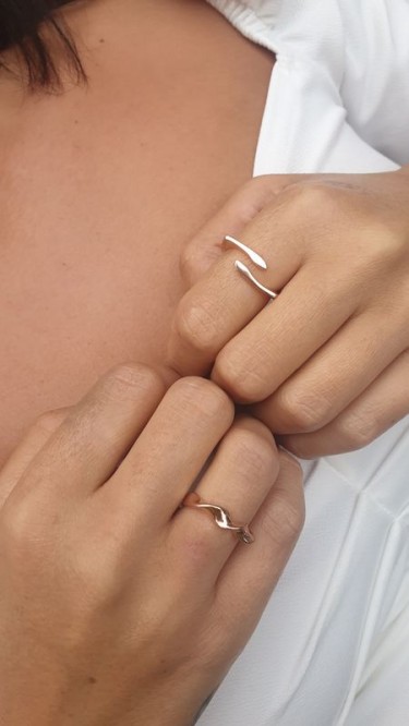 Ay Gümüş Kadın İtalyan Tırnak Modeli  Eklem Yüzük 925 Ayar Gümüş