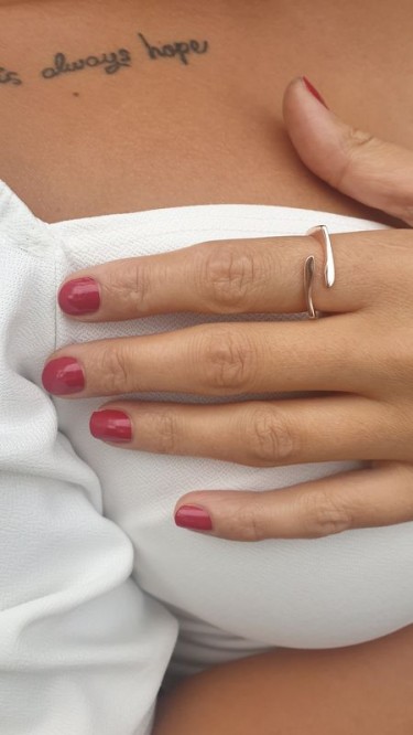 Ay Gümüş Kadın İtalyan Tırnak Modeli  Eklem Yüzük 925 Ayar Gümüş