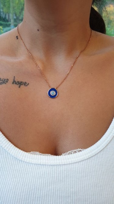 Ay Gümüş Nazar Kolye 925 Ayar Gümüş