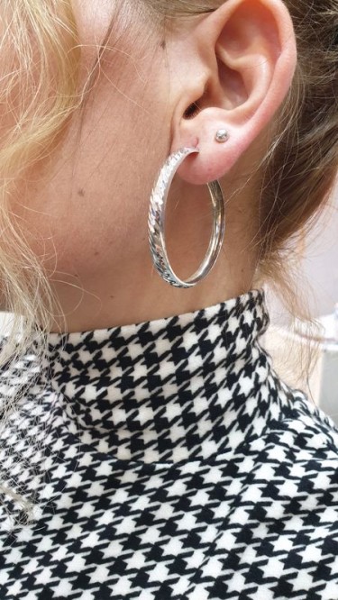 AY Gümüş Kadın Klasik Halka Küpe 925 Ayar Gümüş