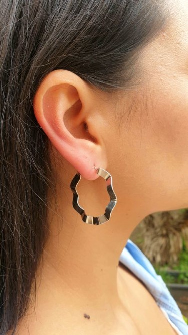 Ay Gümüş Kadın Zikzak Halka Küpe 925 Ayar Gümüş