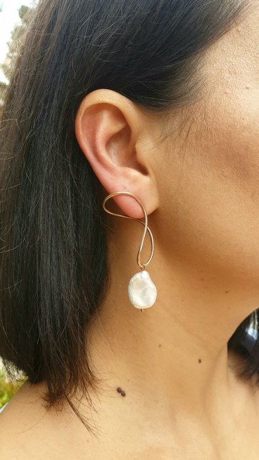  Ay Gümüş Kadın Tasarım İthal Barok İnci Küpe 925 Ayar Gümüş