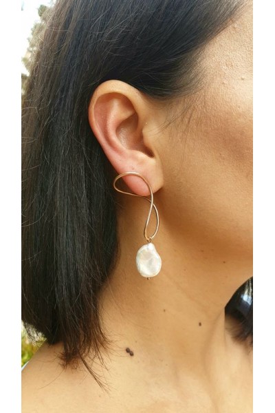  Ay Gümüş Kadın Tasarım İthal Barok İnci Küpe 925 Ayar Gümüş