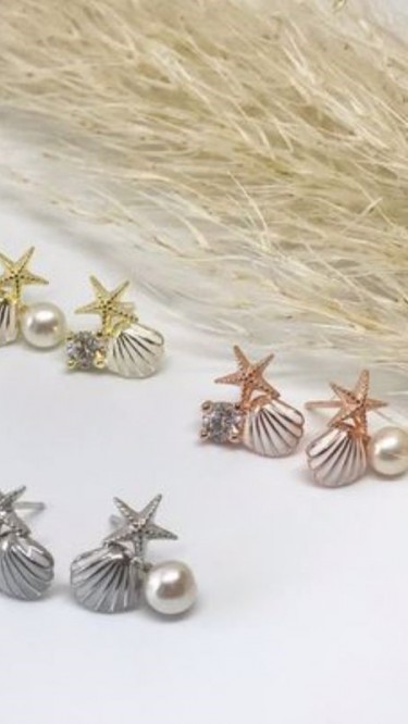 Ay Gümüş Kadın Zirkon Taşlı Deniz Yıldızı Deniz Kabuğu İnci Küpe 925 Ayar Gümüş Ay Gümüş Kadın Zirkon Taşlı Deniz Yıldızı Deniz Kabuğu İnci Küpe 925 Ayar Gümüş