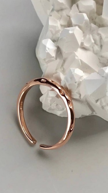 Ay Gümüş Kadın Ayarlamalı Çıtır İnce Halka Yüzük 925 Ayar Gümüş