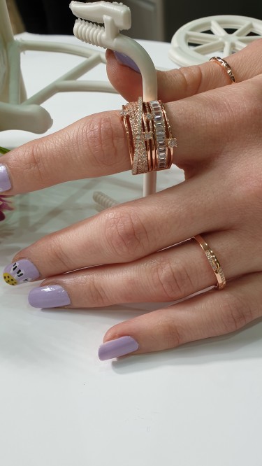 Ay Gümüş Kadın Zirkon Taşlı Baget Sarmal Yüzük 925 Ayar Gümüş