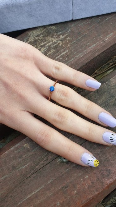 Ay Gümüş Safir Taşlı Çıtır İnce Minimal Yüzük 925 Ayar Gümüş