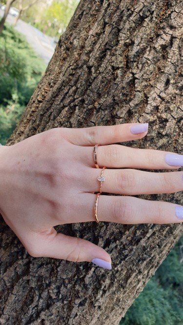 Ay Gümüş Kadın Baget Taşlı Çıtır İnce Minimal Yüzük 925 Ayar Gümüş