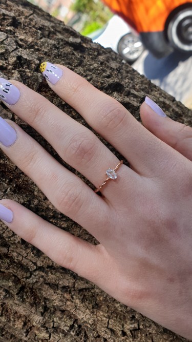 Ay Gümüş Kadın Baget Taşlı Çıtır İnce Minimal Yüzük 925 Ayar Gümüş