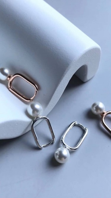 Ay Gümüş Kadın İtalyan İnci Halka Küpe 925 Ayar Gümüş