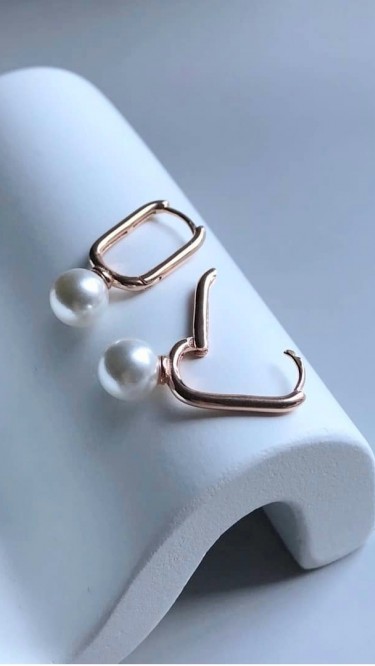 Ay Gümüş Kadın İtalyan İnci Halka Küpe 925 Ayar Gümüş