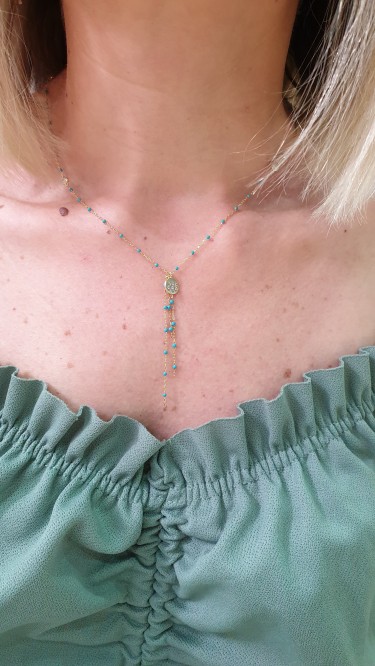 Ay Gümüş Kadın Gold Mine Püsküllü Kolye 925 Ayar Gümüş