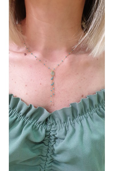 Ay Gümüş Kadın Gold Mine Püsküllü Kolye 925 Ayar Gümüş