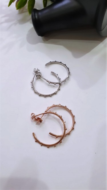 Ay Gümüş Kadın İtalyan Toplu Halka Küpe 925 Ayar Gümüş