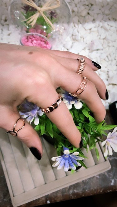 Ay Gümüş Kadın Pullu Parlak İthal Eklem Yüzük 925 Ayar Gümüş