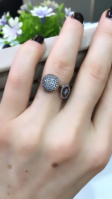 Ay Gümüş Kadın Özel Tasarım Milka Zirkon Yüzük 925 Ayar Gümüş, Ayarlı Yüzük