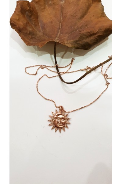 Ay Gümüş Kadın Ay Ve Güneş Kolye 925 Ayar Gümüş