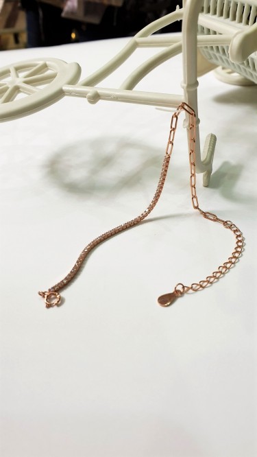 Ay Gümüş Kadın Zirkon Taşlı Su Yolu Bileklik 925 Ayar Gümüş