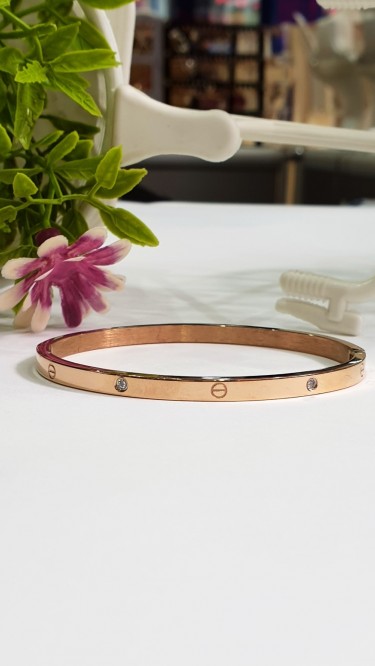 Ay Gümüş Zirkon Taşlı Roze Kelepçe Bileklik Çelik Ay Gümüş Zirkon Taşlı Roze Kelepçe Bileklik Çelik