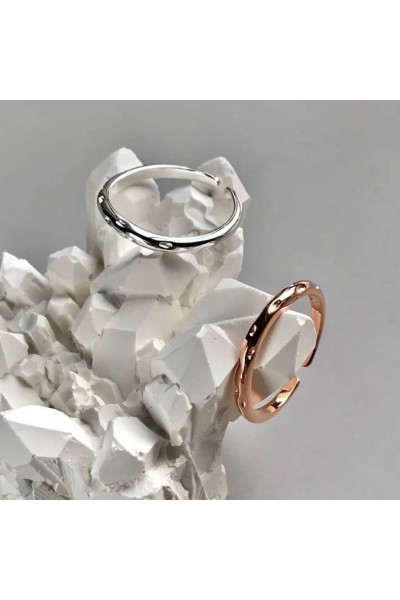 Ay Gümüş Kadın Ayarlamalı Çıtır İnce Halka Yüzük 925 Ayar Gümüş
