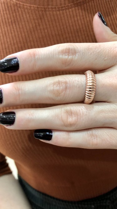 Ay Gümüş Kadın Roze İtalyan Burgulu Yüzük 925 Ayar Gümüş Ayarlanabilir Model