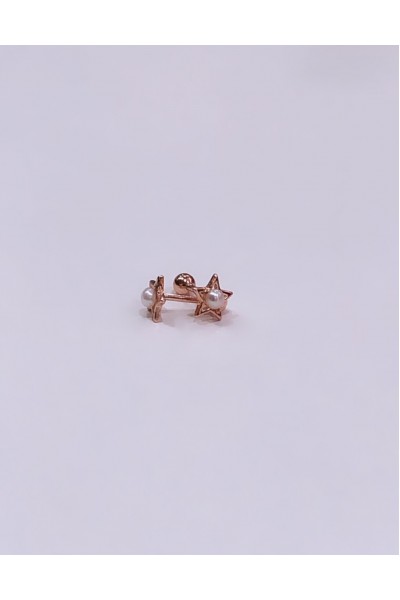 Ay Gümüş Kadın 2 Adet Yıldız İncili model Cerrahi  Piercing 925 Ayar Gümüş