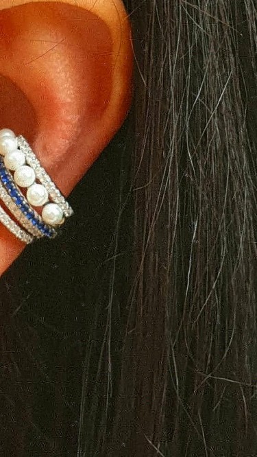 Ay Gümüş Kadın Zirkon İncili Dıragos Küpe 925 Ayar Gümüş