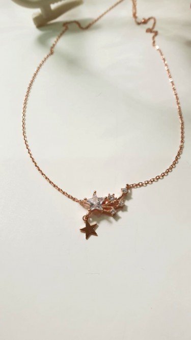 Ay Gümüş Kadın Zirkon Taşlı Yıldız Kolye 924 Ayar Gümüş