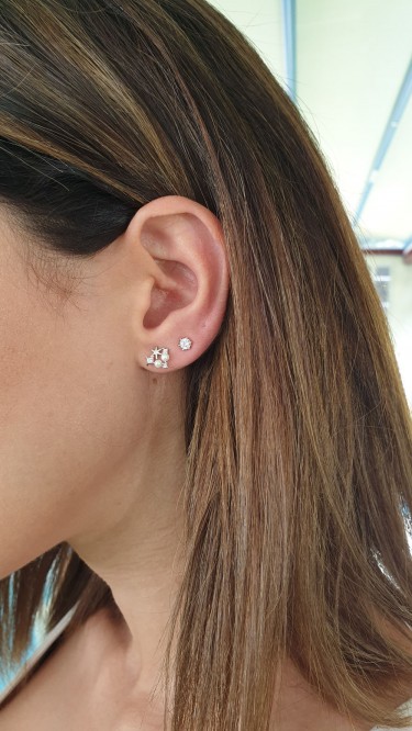 Ay Gümüş Kadın İnci Zirkon Yıldızlı İtalyan Küpe 925 Ayar Gümüş 