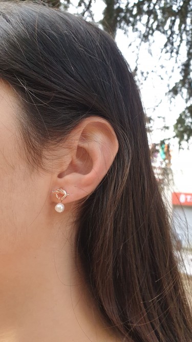 Ay Gümüş Kadın İthal İnci Küpe 925 Ayar Gümüş