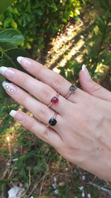 Ay Gümüş Kadın Kuvars İtalyan  Yüzükler 925 Ayar Gümüş