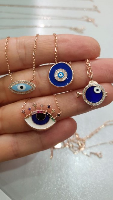 Ay Gümüş Nazar Kolye 925 Ayar Gümüş