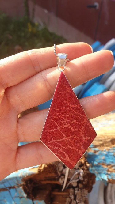 Ay Gümüş Kadın Mercan Özel  Tasarım Kolye 925 Ayar Gümüş