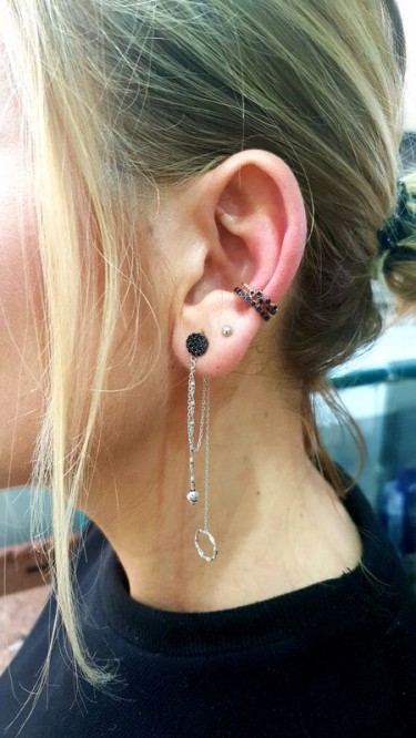 Ay gümüş Kadın İtalyan Silver Zirkon Sallantılı Küpe 925 Ayar Gümüş