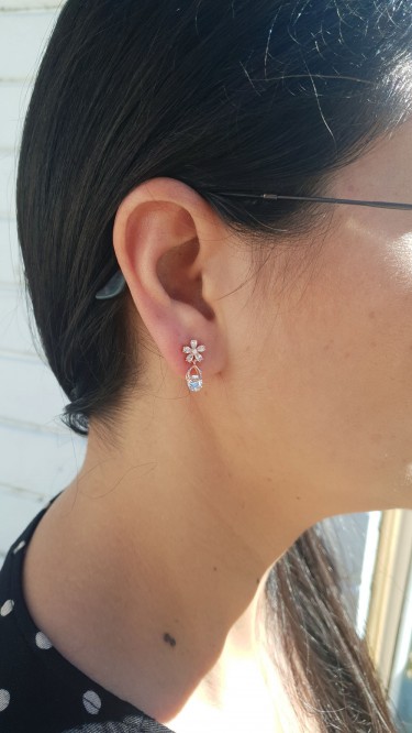 Ay Gümüş Kadın Zirkon Elmas Taşlı Küpe 925 Ayar Gümüş