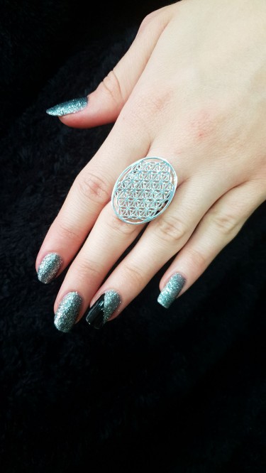 Ay Gümüş Kadın Tasarım Yaşam Çiçeği Yüzük 925 Ayar Gümüş