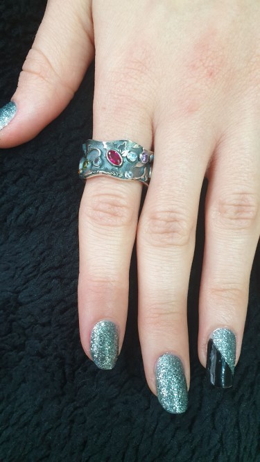 Ay Gümüş Kadın Özel Tasarım Tamtur Mercan Akik Zirkon Taşı Yüzük 925 Ayar Gümüş 