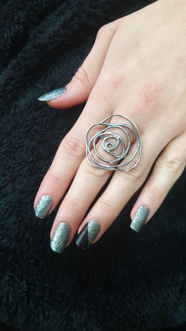 Ay Gümüş Kadın İtalyan Gül Tasarım Yüzük 925  Ayar Gümüş