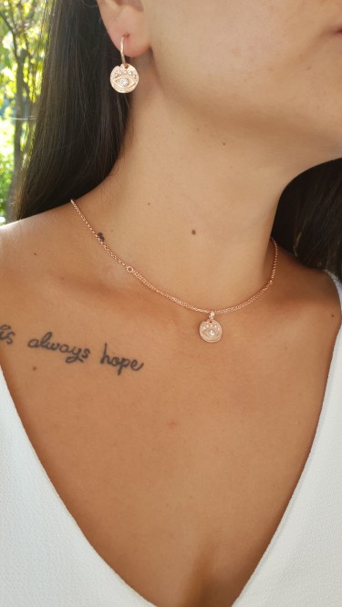 Ay Gümüş Kadın Roze  Göz Kolye 925 Ayar Gümüş